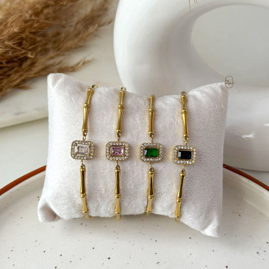 Rectangle Stone Bamboo Bracelet