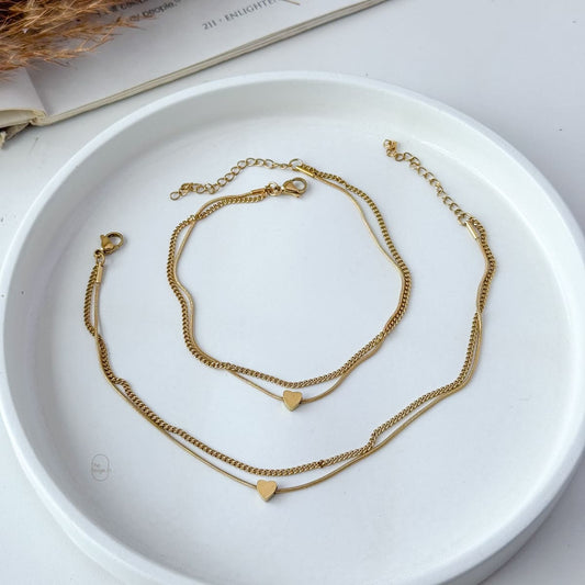 Double Heart Anklet