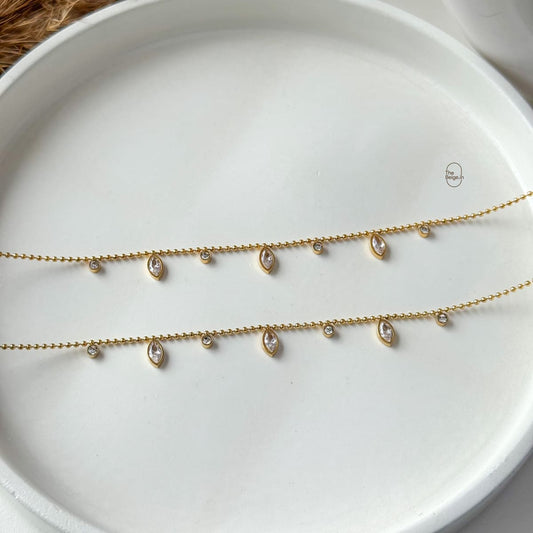 Oval Cone Charm Anklets (Pair)