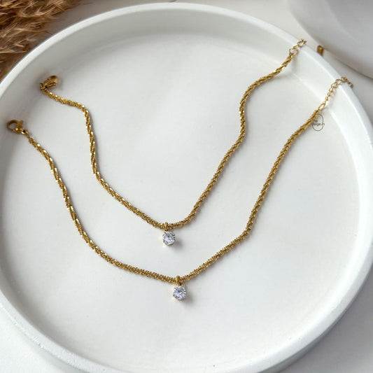 Zeiren Single Stone Anklets (Pair)