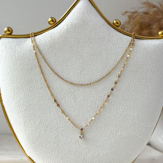 Solitaire Layered Necklace