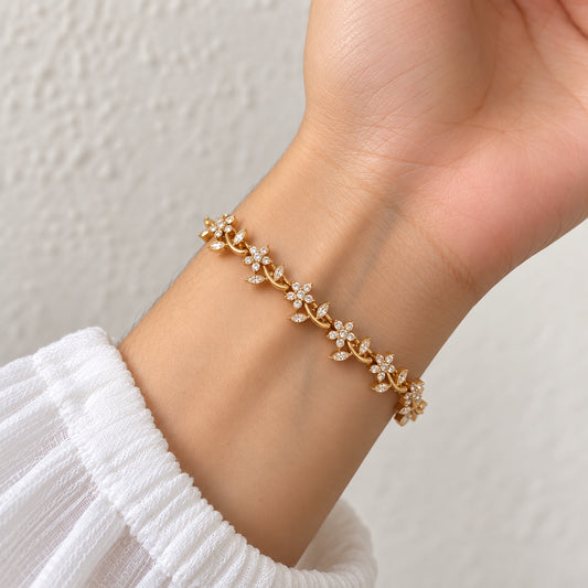 White Flower Thin Wrist Magnetic Band (2.4 size)