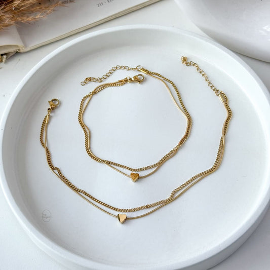 Double Heart Anklet