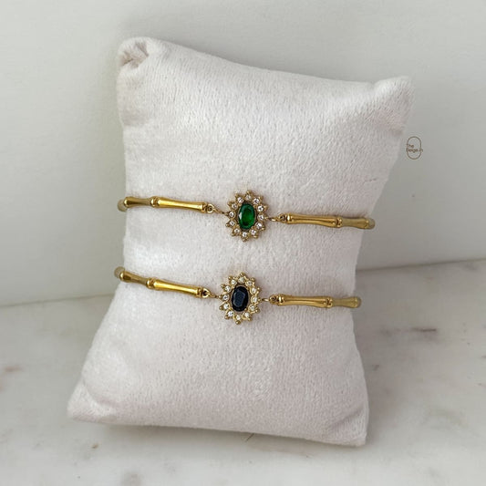 Oval Stone Bamboo Bracelet