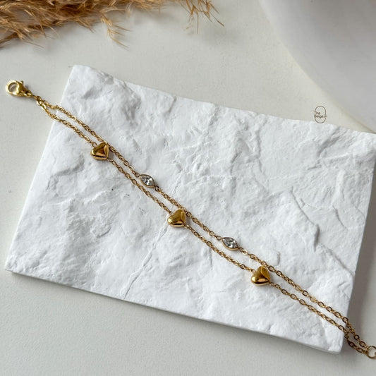 Heart Layered Stone Bracelet