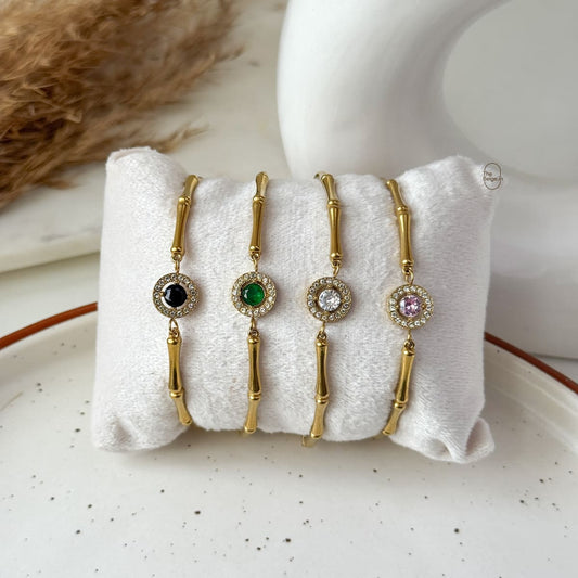 Round Stone Bamboo Bracelet