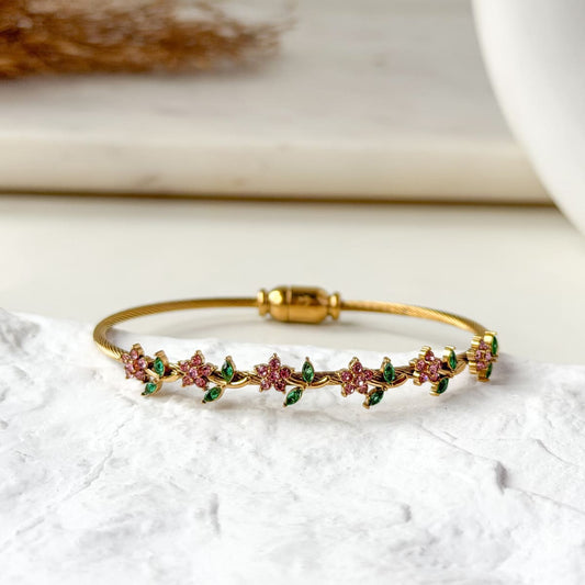 Pink Flower Thin Wrist Magnetic Band (2.4 size)