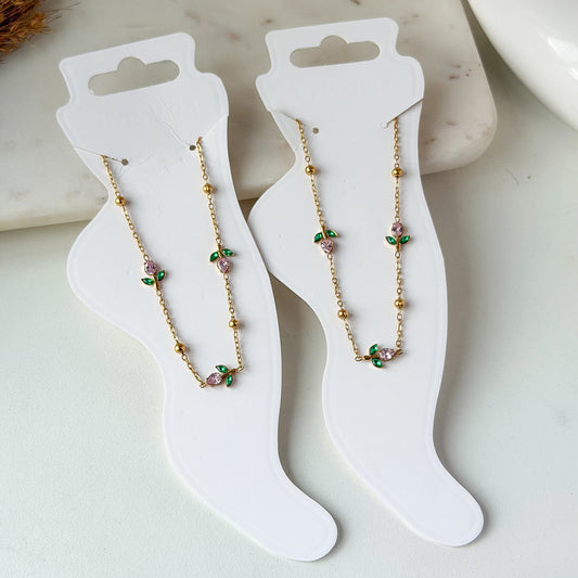 Pink Tulip Anklet (Pair)