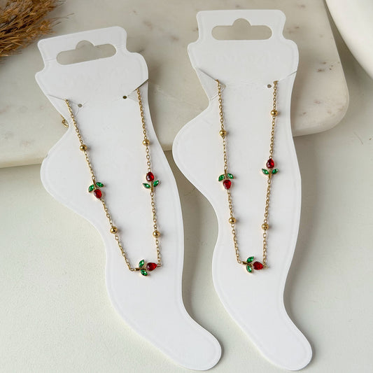 Red Tulip Anklet (Pair)