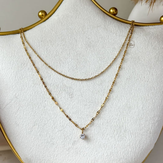 Solitaire Layered Necklace