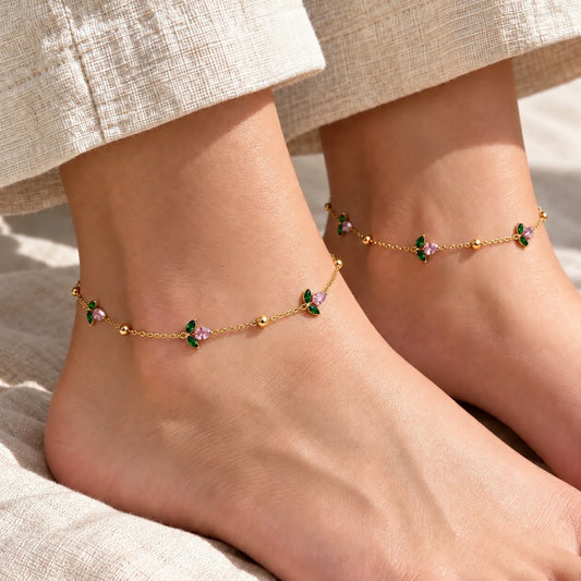 Pink Tulip Anklet (Pair)